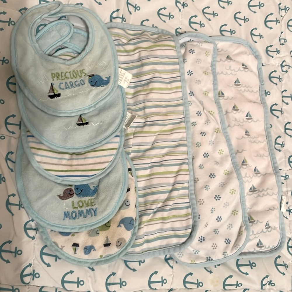 Sailor and whale bib set